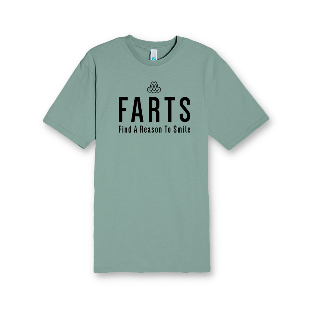 FARTS-Find-A-Reason-To-Smile-t-shirt-sage-black-comfort-fit-unisex--everyday-wear-mental-health-positivity-gratitude-back