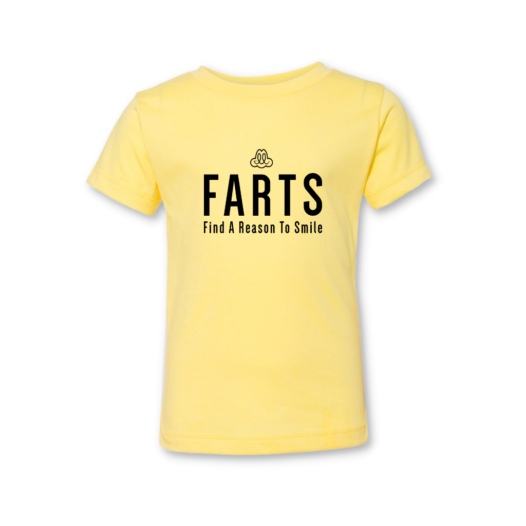 FARTS-Find-A-Reason-To-Smile-toddler-yellow-black-t-shirt-front