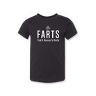 FARTS-Find-A-Reason-To-Smile-youth-black-white-t-shirt-front