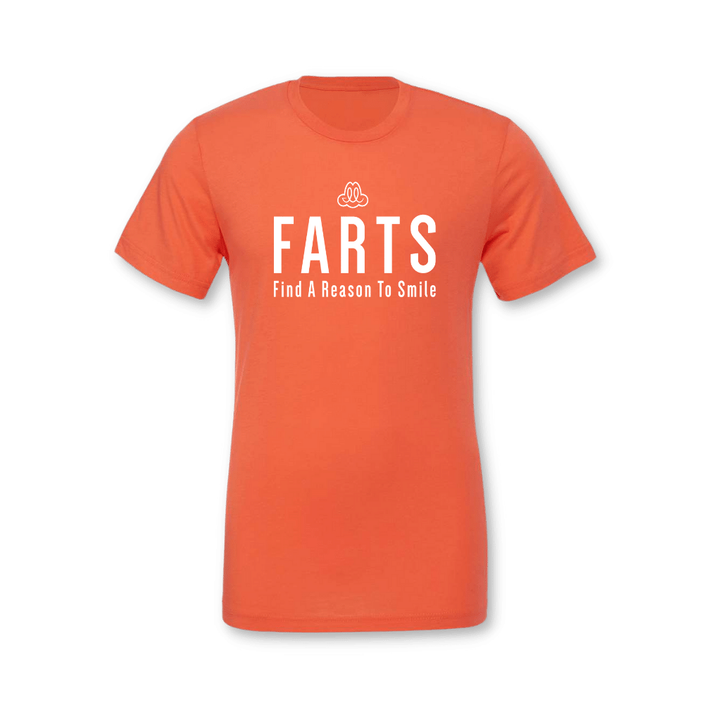 FARTS-mental-health-wellness-t-shirt-Find-A-Reason-To-Smile-coral-white-front