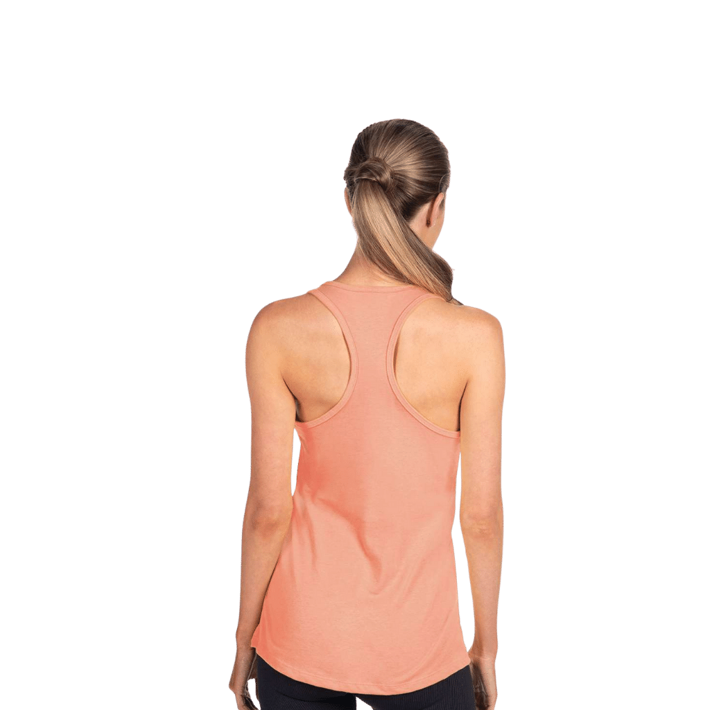 FARTS-tank-top-womens-racerback-front-orange-and-black-person-back-gratitude-attitude-apparel-mental-health-awareness