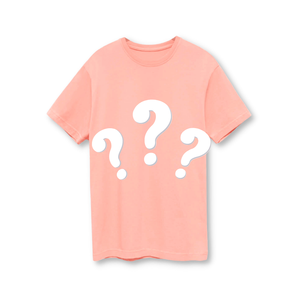 Mystery FARTS t-shirt surprise in assorted colors with “Find A Reason To Smile” message, available in unisex or women’s fit