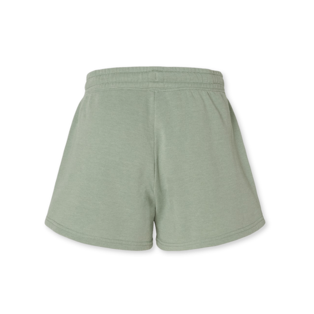 Back view of sage green women’s FARTS shorts – stylish fit with elastic waistband and cozy design