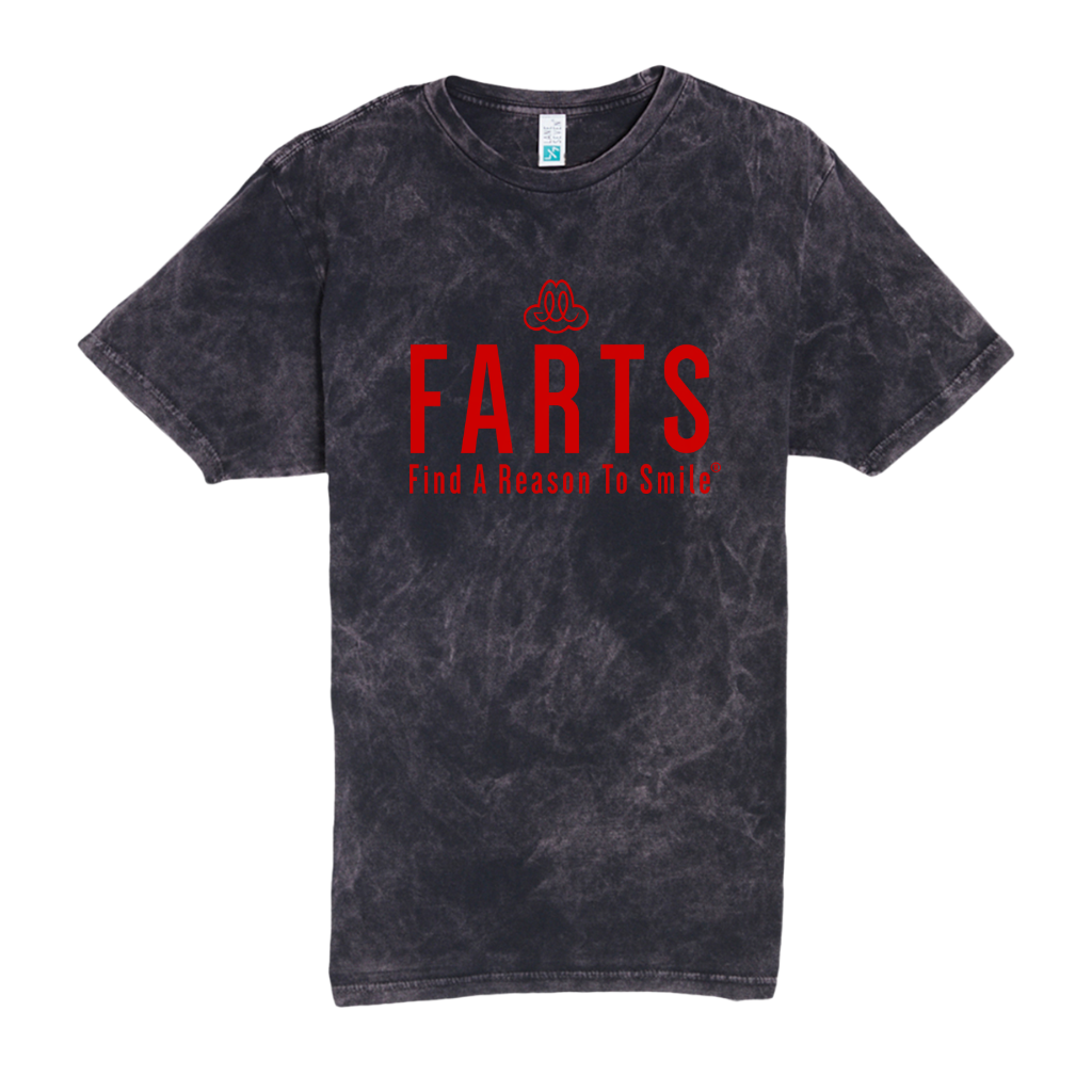 Cloud black mineral washed tee with strong red lettering, a wearable reminder to stay bold and present