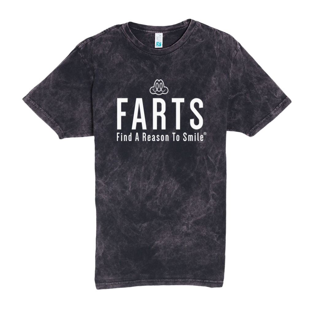 Cloud Classic black cloud-washed shirt with white message for balance, awareness, and calm