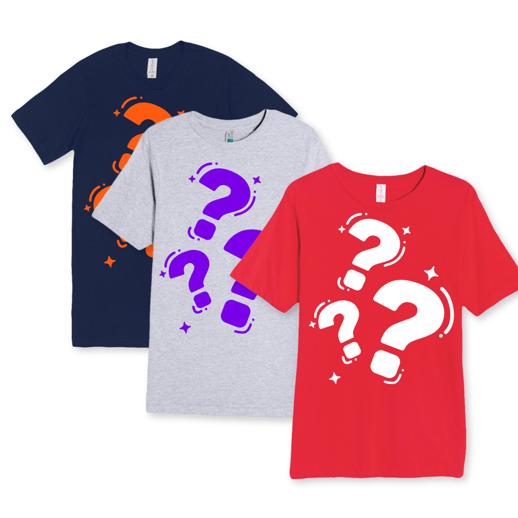 FARTS mystery bundle tees 3 for price of 1 image of blank tees with question marks gratitude lifestyle