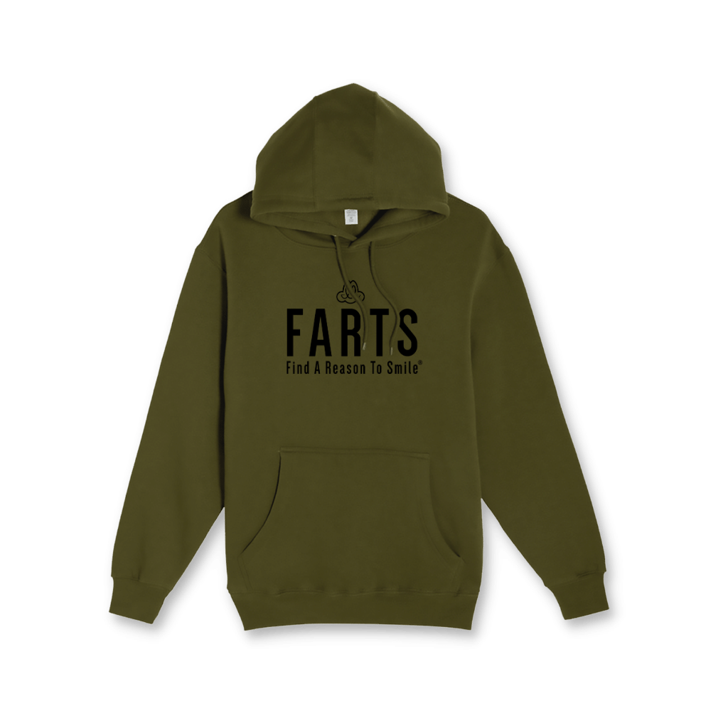 FARTS-Find-A-Reason-To-Smile-military-green-hoodie-L7-mental-health-wellness-awareness-gratitude-brand
