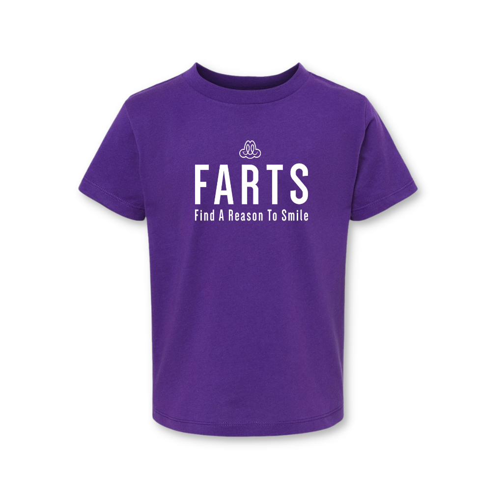 FARTS-Find-A-Reason-To-Smile-toddler-purple-white-t-shirt-front