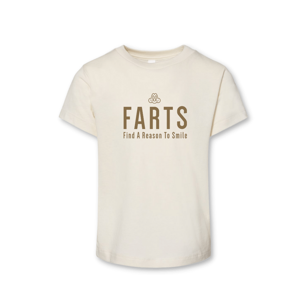 FARTS-Find-A-Reason-To-Smile-youth-tee-natural-tan-and-brown-front