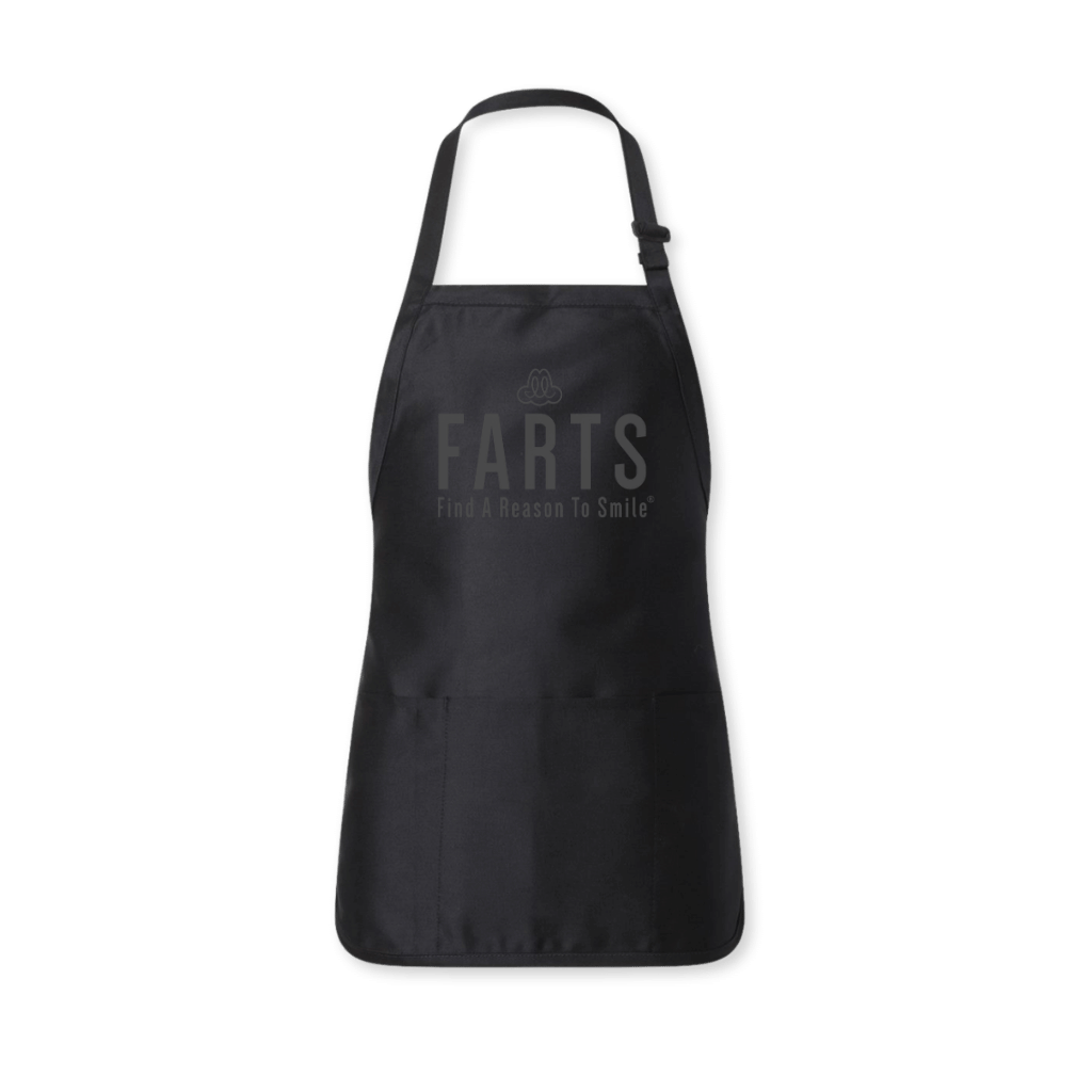 FARTS-apron-front-Find-A-Reason-To-Smile-black-and-black-2024-best-apron-grilling-kitchen