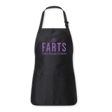 Black apron with purple FARTS message, motivational cooking and grilling apron for that encourages gratitude
