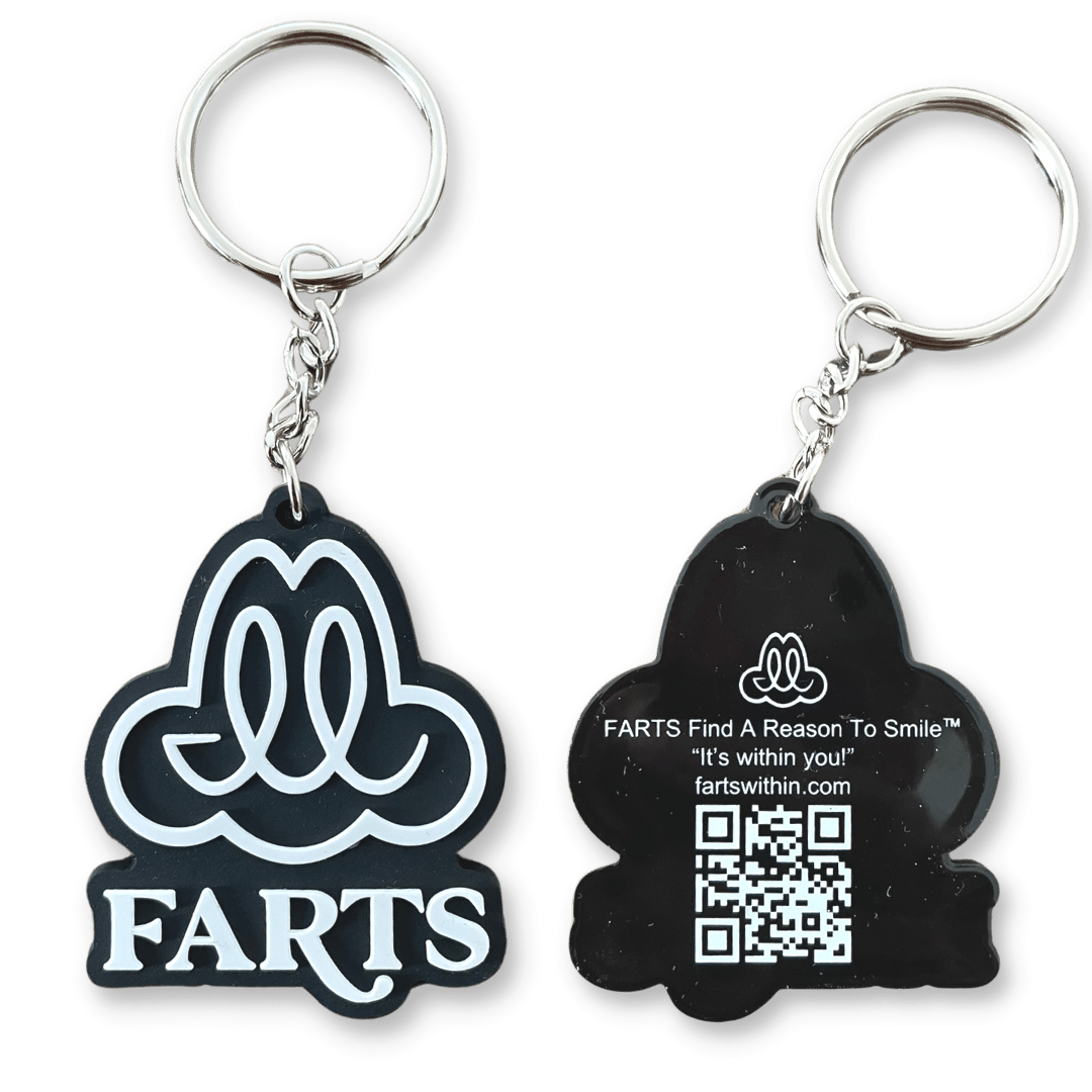 FARTS-black-white-keychain-Find-A-Reason-To-Smile-mental-health-wellness-brand