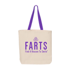 FARTS-canvas-tote-Find-A-Reason-To-Smile-purple-strap
