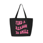 FARTS-groovy-Find-A-Reason-zipper-tote-Find-A-Reason-To-Smile-black-and-pink