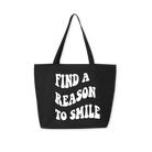 FARTS-groovy-Find-A-Reason-zipper-tote-Find-A-Reason-To-Smile-black-and-white