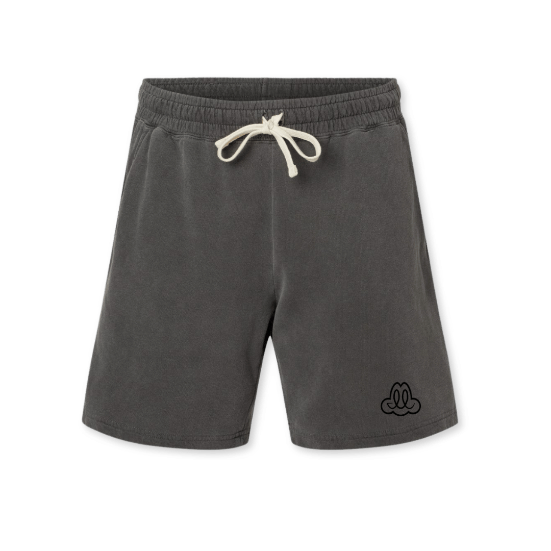 FARTS-mens-fleece-shorts-Find-A-Reason-To-Smile-smoky-grey-and-black-logo