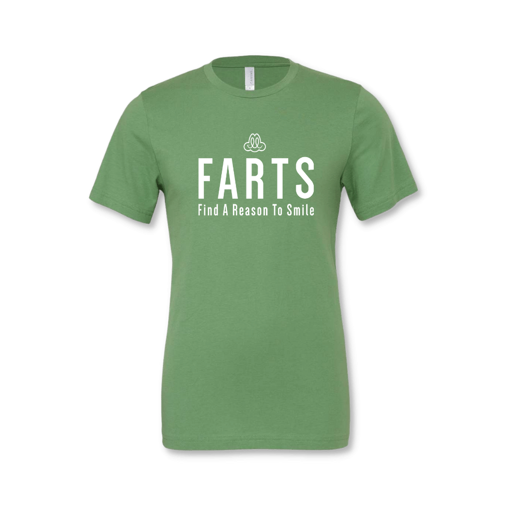 FARTS-mental-health-wellness-t-shirt-Find-A-Reason-To-Smile-leaf-green-white-front