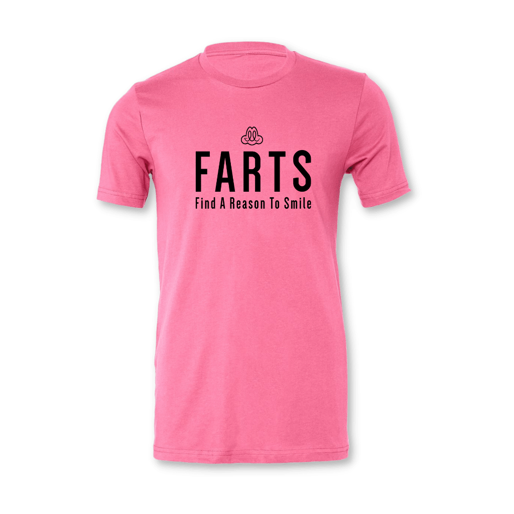 FARTS-mental-health-wellness-t-shirt-Find-A-Reason-To-Smile-pink-black-front