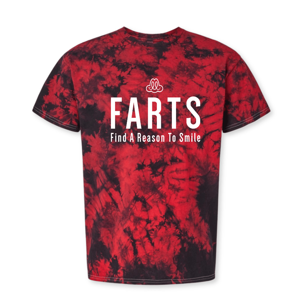 FARTS-sig-red-black-tie-dyed-t-shirt-positive-statement-shirt
