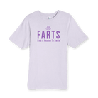 FARTS-t-shirt-Find-A-Reason-To-Smile-lilac-and-purple-front-gratitude-attitude-apparel-mental-health-awareness