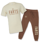 Natural FARTS Find A Reason To Smile t shirt with matching brown joggers, neutral gratitude outfit, Black Friday bundle set