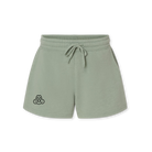 Women's sage green shorts with black FARTS logo – inspirational loungewear for mental health and comfort