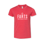 FARTS-youth-shirt-FARTS-Find-A-Reason-To-Smile-graphic-tee-for-youth-sizes-heather-red-and-white