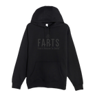 Black FARTS hoodie with black on black message, unisex motivational sweatshirt