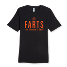 Black unisex t-shirt with bold orange FARTS text for mental health awareness and gratitude