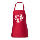 Red FARTS apron with white scripted text, mental health and gratitude kitchen apron with artistic message