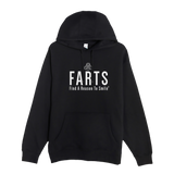 Black and white FARTS hoodie with bold message, soft fleece lining and unisex fit for everyday warmth and motivation