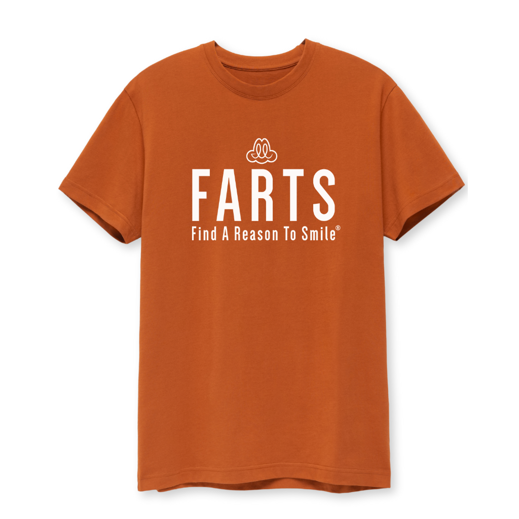 Clay-colored FARTS T-shirt in organic Supima cotton – slim fit unisex mental health apparel