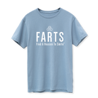 Cloudy blue FARTS shirt in organic Supima cotton – slim fit mental health tee for calm and inner peace
