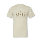 Natural tan t-shirt with brown FARTS text, unisex gratitude and healing shirt for mental clarity