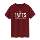 Oxblood red and black FARTS shirt made with organic Supima cotton – slim fit empowerment and healing T-shirt
