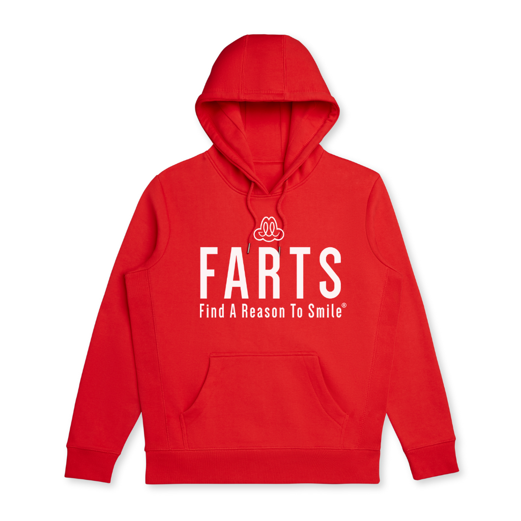 Red and white organic Supima cotton hoodie – relaxed fit mental health hoodie for comfort and confidence