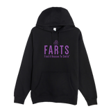 Black and purple FARTS hoodie with empowering message, soft feel and deep emotional energy