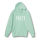 Seafoam and white FARTS hoodie with peaceful tones and motivational message, soft fleece feel for healing vibes