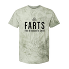 Sage green acid wash FARTS t-shirt with black text, unisex mental health shirt for daily growth and gratitude