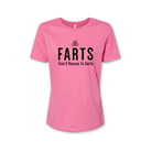 FARTSt-shirt-womenspinkandblack-FARTSFindAReasonToSmile-front